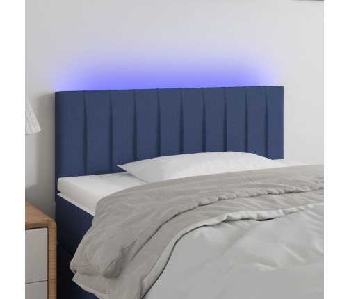 Cabecero con LED de tela azul 90x5x78/88 cm