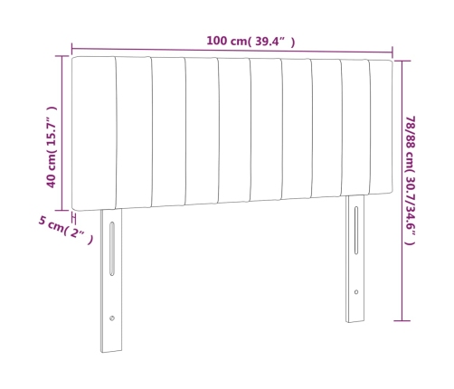 Cabecero con LED de tela gris claro 100x5x78/88 cm