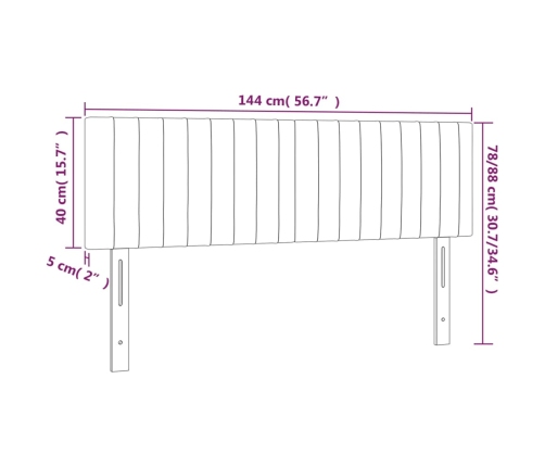 Cabecero con LED de tela gris taupe 144x5x78/88 cm