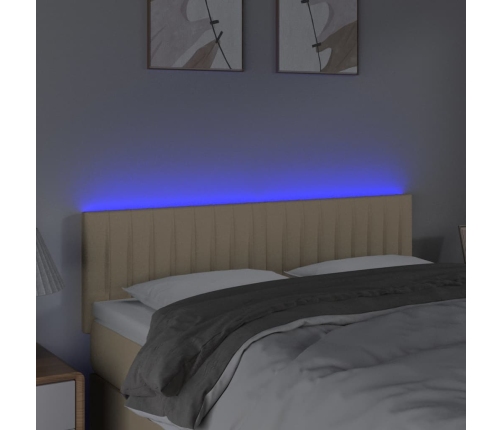 Cabecero con LED de tela color crema 144x5x78/88 cm