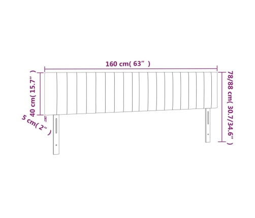 vidaXL Cabecero con LED de tela gris claro 160x5x78/88 cm