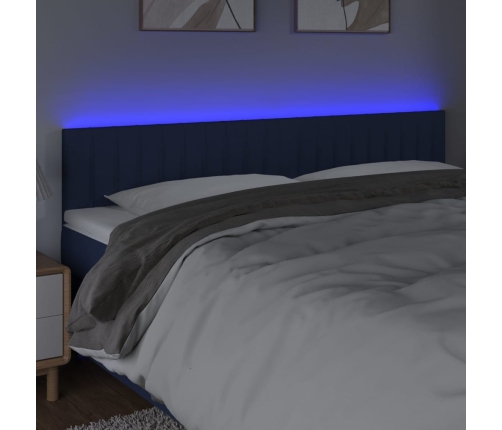 Cabecero con LED de tela azul 160x5x78/88 cm