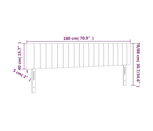 Cabecero con LED de tela gris claro 180x5x78/88 cm