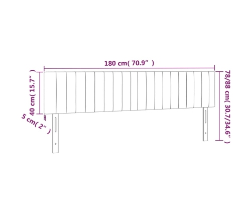 Cabecero con LED de tela gris oscuro 180x5x78/88 cm