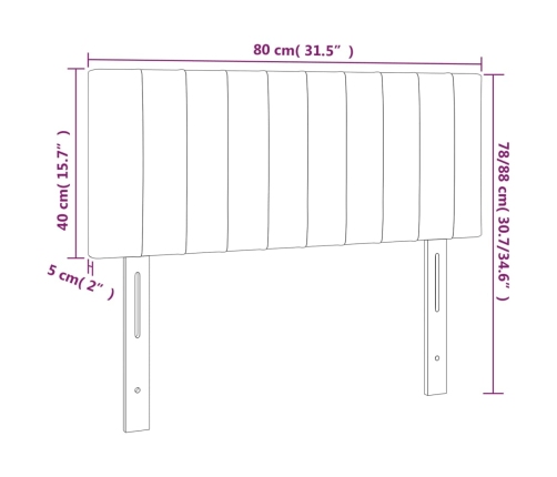 Cabecero con LED de terciopelo gris claro 80x5x78/88 cm