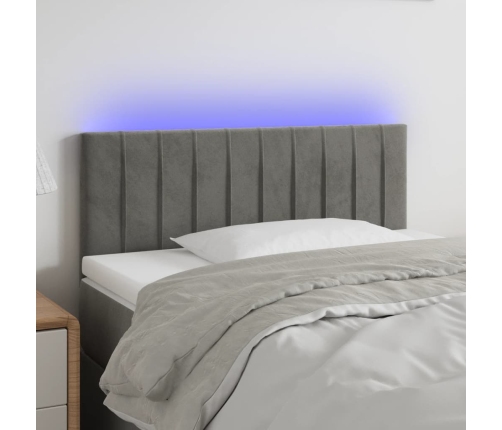 Cabecero con LED de terciopelo gris claro 80x5x78/88 cm