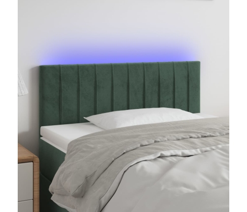 Cabecero con LED de terciopelo verde oscuro 80x5x78/88 cm