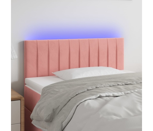 Cabecero con LED de terciopelo rosa 80x5x78/88 cm