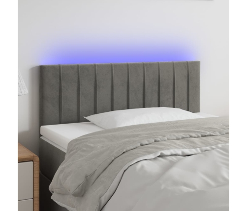 Cabecero con LED de terciopelo gris claro 90x5x78/88 cm