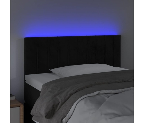 Cabecero con LED de terciopelo negro 90x5x78/88 cm