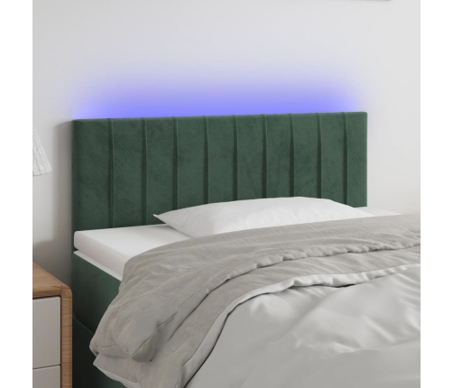 vidaXL Cabecero con LED de terciopelo verde oscuro 90x5x78/88 cm