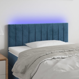 Cabecero con LED de terciopelo azul 100x5x78/88 cm