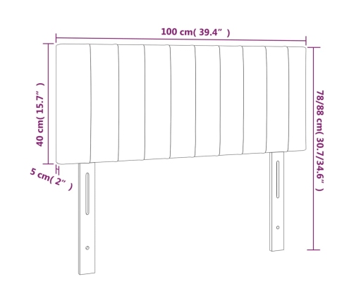 Cabecero con LED de terciopelo rosa 100x5x78/88 cm