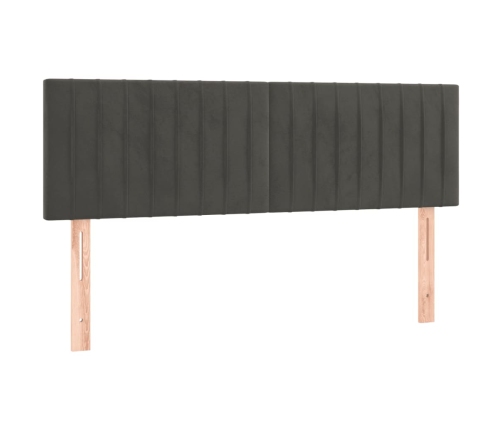 Cabecero con LED de terciopelo gris oscuro 144x5x78/88 cm