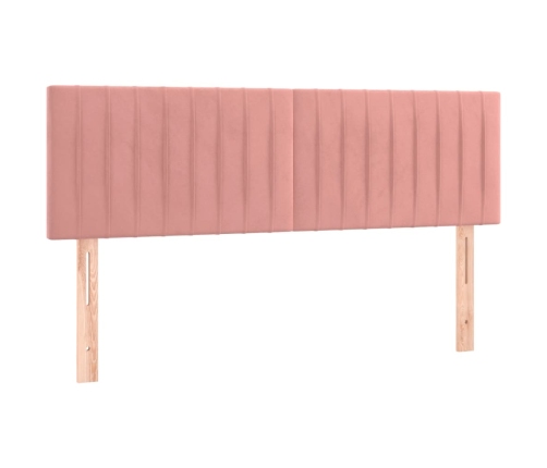 Cabecero con LED de terciopelo rosa 144x5x78/88 cm