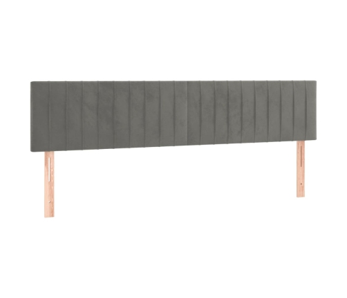 Cabecero con LED de terciopelo gris claro 180x5x78/88 cm