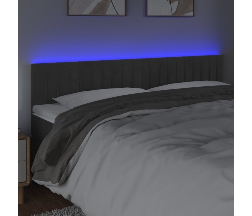 vidaXL Cabecero con LED de terciopelo gris oscuro 180x5x78/88 cm