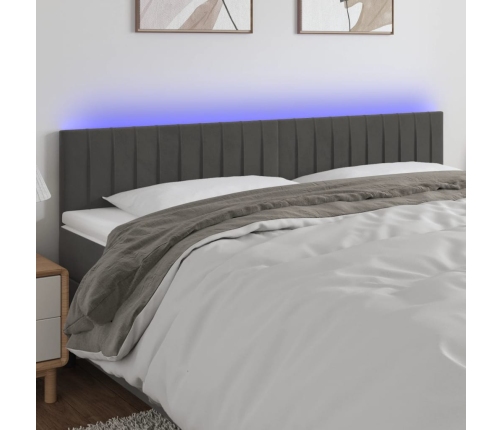 vidaXL Cabecero con LED de terciopelo gris oscuro 180x5x78/88 cm