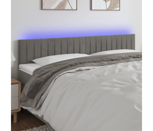 Cabecero con LED de terciopelo gris claro 200x5x78/88 cm