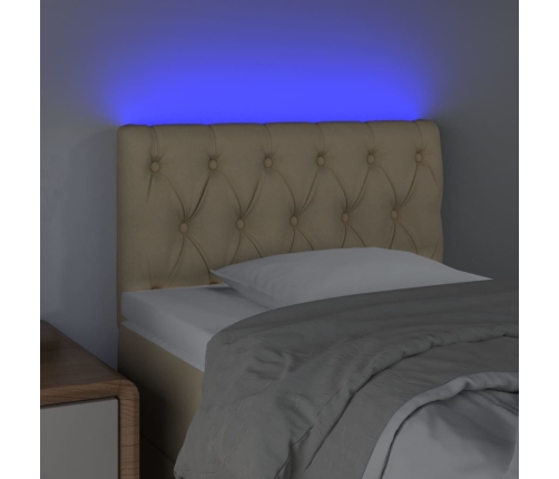 Cabecero con LED de tela color crema 80x7x78/88 cm