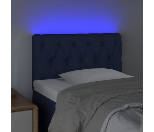 Cabecero con LED de tela azul 80x7x78/88 cm