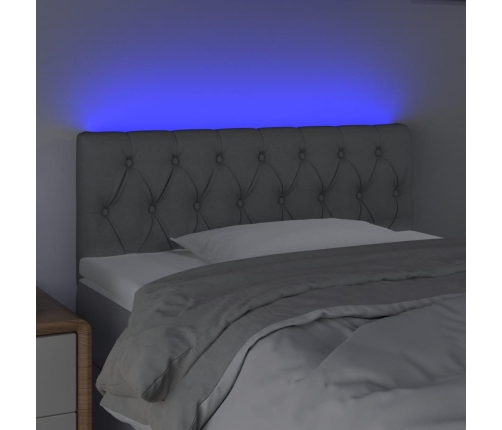 Cabecero con LED de tela gris claro 90x7x78/88 cm