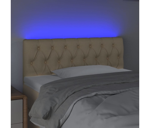 Cabecero con LED de tela color crema 90x7x78/88 cm