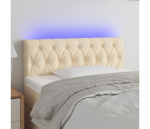 Cabecero con LED de tela color crema 90x7x78/88 cm