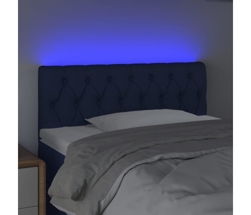 Cabecero con LED de tela azul 90x7x78/88 cm