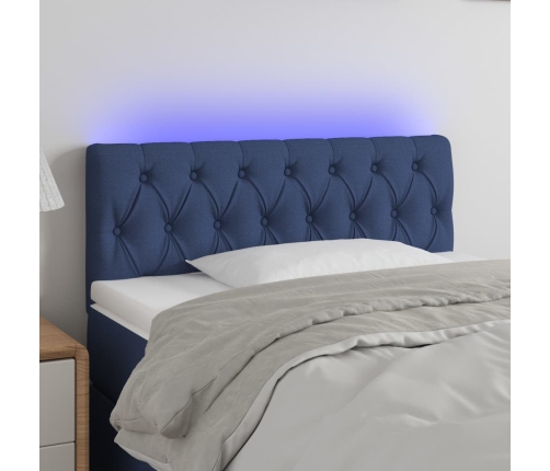 Cabecero con LED de tela azul 90x7x78/88 cm