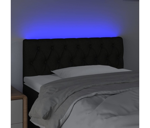 Cabecero con LED de tela negro 100x7x78/88 cm