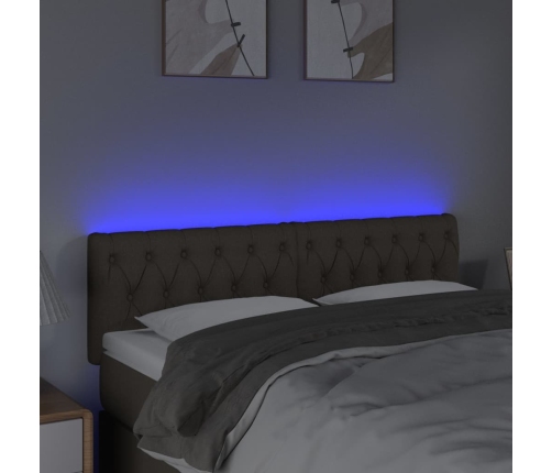 Cabecero con LED de tela gris taupe 144x7x78/88 cm