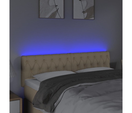 Cabecero con LED de tela color crema 144x7x78/88 cm