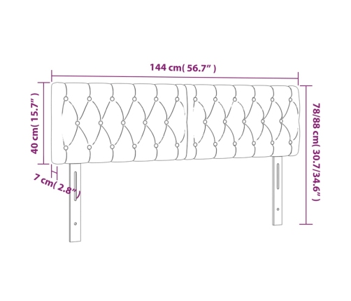 vidaXL Cabecero con LED de tela azul 144x7x78/88 cm