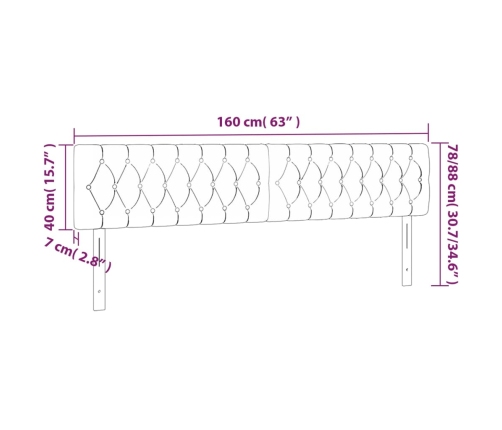 Cabecero con LED de tela gris claro 160x7x78/88 cm