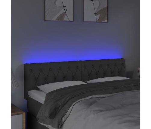 Cabecero con LED de tela gris oscuro 160x7x78/88 cm