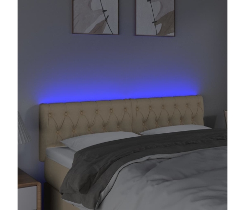 vidaXL Cabecero con LED de tela color crema 160x7x78/88 cm