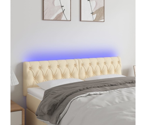 Cabecero con LED de tela color crema 160x7x78/88 cm