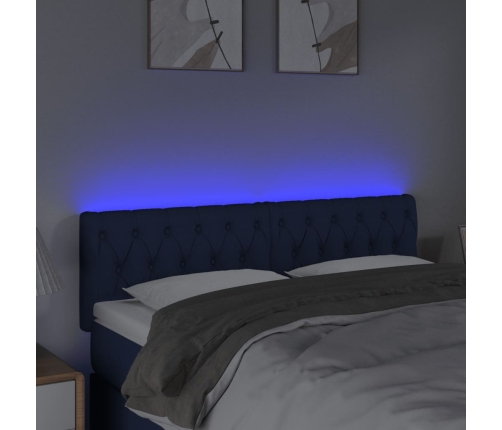 Cabecero con LED de tela azul 160x7x78/88 cm