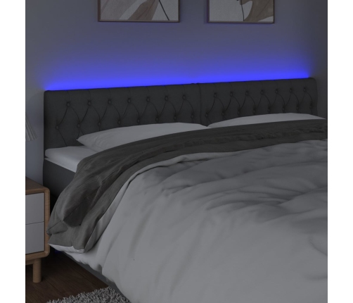 Cabecero con LED de tela gris oscuro 180x7x78/88 cm