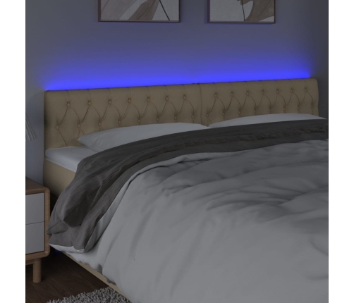 vidaXL Cabecero con LED de tela color crema 180x7x78/88 cm