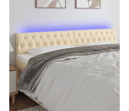 vidaXL Cabecero con LED de tela color crema 180x7x78/88 cm