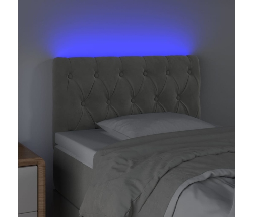 Cabecero con LED de terciopelo gris claro 80x7x78/88 cm