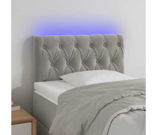 Cabecero con LED de terciopelo gris claro 80x7x78/88 cm