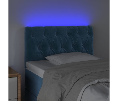 Cabecero con LED de terciopelo azul oscuro 80x7x78/88 cm