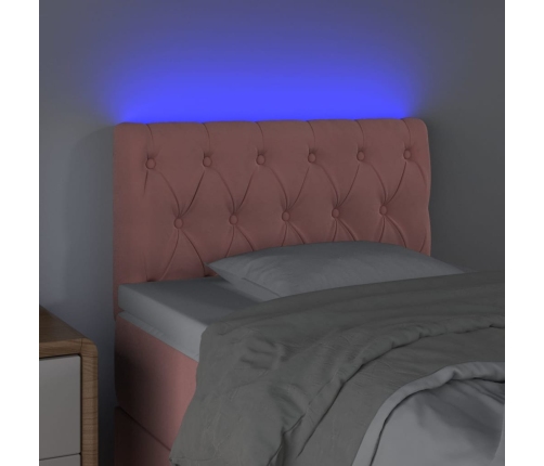 Cabecero con LED de terciopelo rosa 80x7x78/88 cm