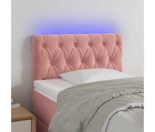 Cabecero con LED de terciopelo rosa 80x7x78/88 cm