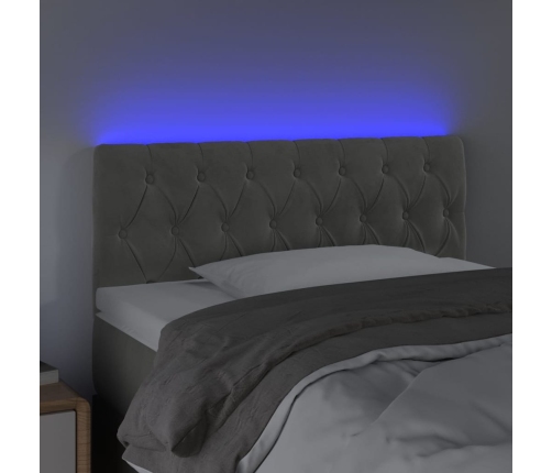 Cabecero con LED de terciopelo gris claro 90x7x78/88 cm