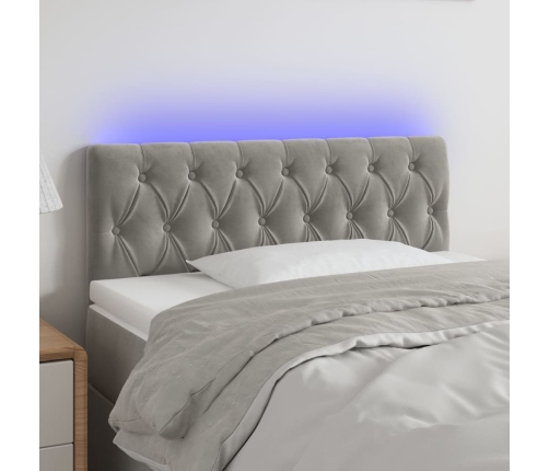 Cabecero con LED de terciopelo gris claro 90x7x78/88 cm