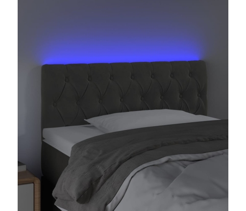 vidaXL Cabecero con LED de terciopelo gris oscuro 90x7x78/88 cm